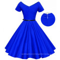 Womens Summer Sexy V-Neck Party Dresses 50s 60s Vintage Retro Style Ladies Rockabilly Swing Red Black Blue Sweetheart Prom Dress